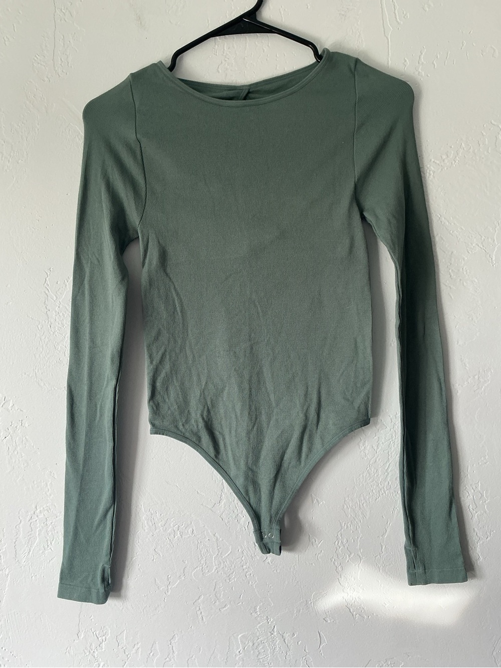 Free People Intimately Lightly Ribbed Bodysuit in Sage Green